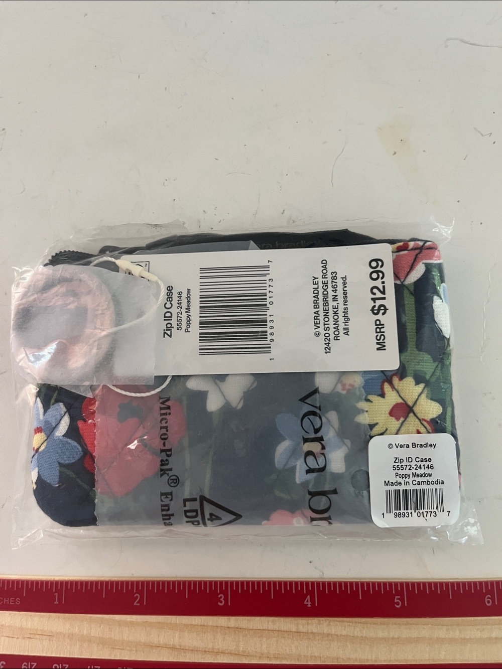 NWT Vera Bradley Navy Floral Quilted ID Card Case - Picture 2 of 3